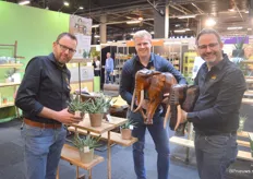 Ronald Koppejan, Thijs Kamp en Jacco Huibers van Amigo Plant presenteren o.a. de onlangs geïntroduceerde 'Elephant Trunk' 